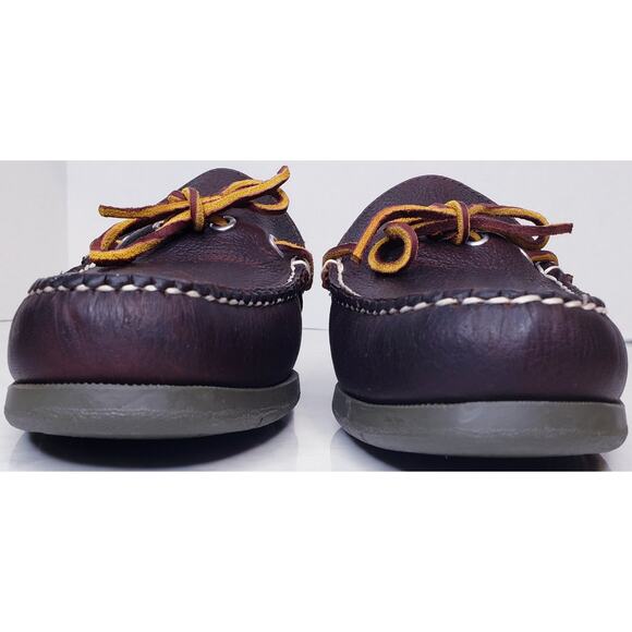 L.L. BEAN Brown Peebled Leather Boat Shoes Men's Size 8.5 D in EUC - Picture 7 of 16
